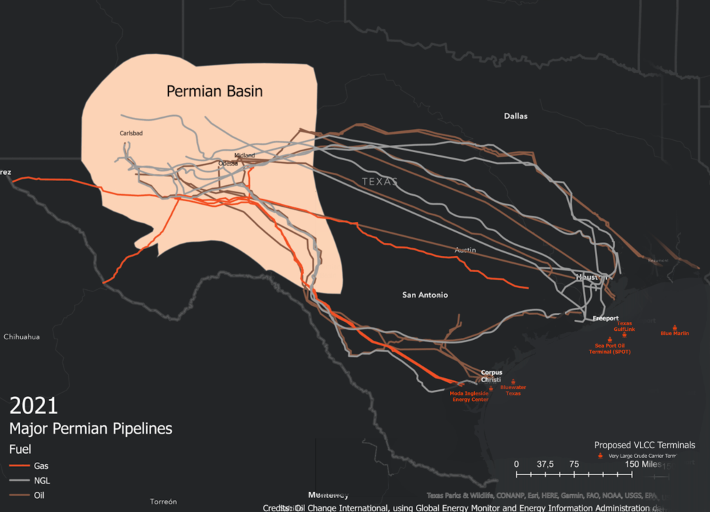 A composite map of the Permian buildout based on research form our partners - it's a sketch of a bigger map we'd like to build next year.