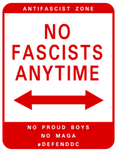 No Fascists Anytime parking sign
