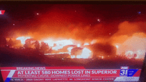 climate fire footage on TV