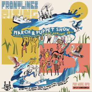 Frontlines RIsing march to end fossil fuels jan 19 2024 flier