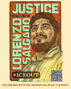 Justice for Lorenzo poster shows a drawing of Lorenzo Salgado smiling and looking upwards