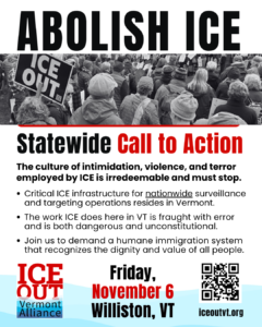 ICE Out VT Nov 6 flyer