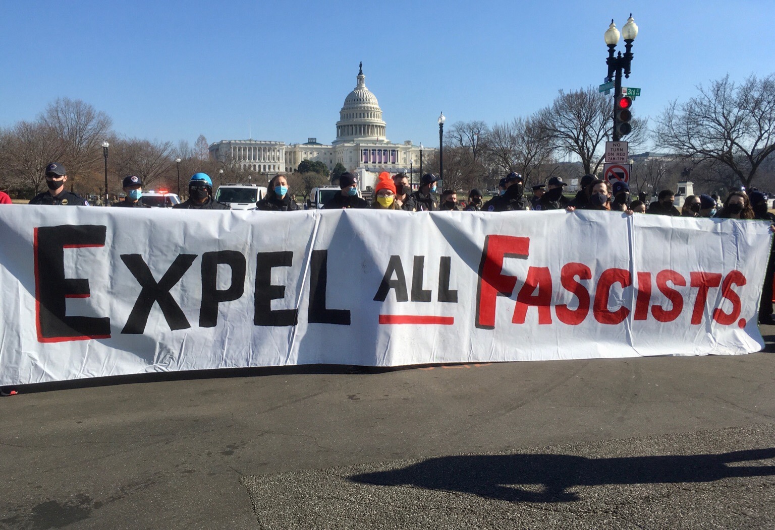 Expel all fascists banner