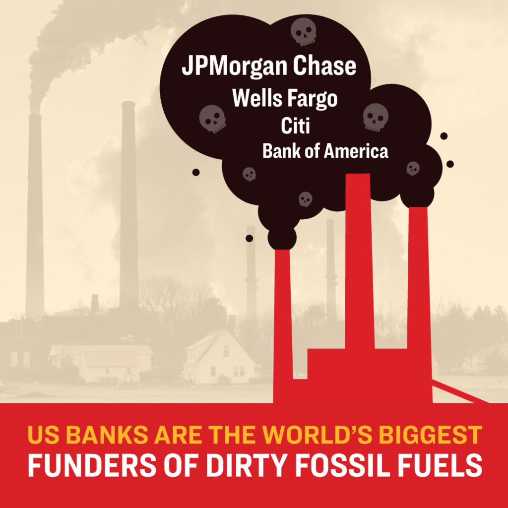 US Banks are the worlds biggest funders of Dirty Fossil Fuels