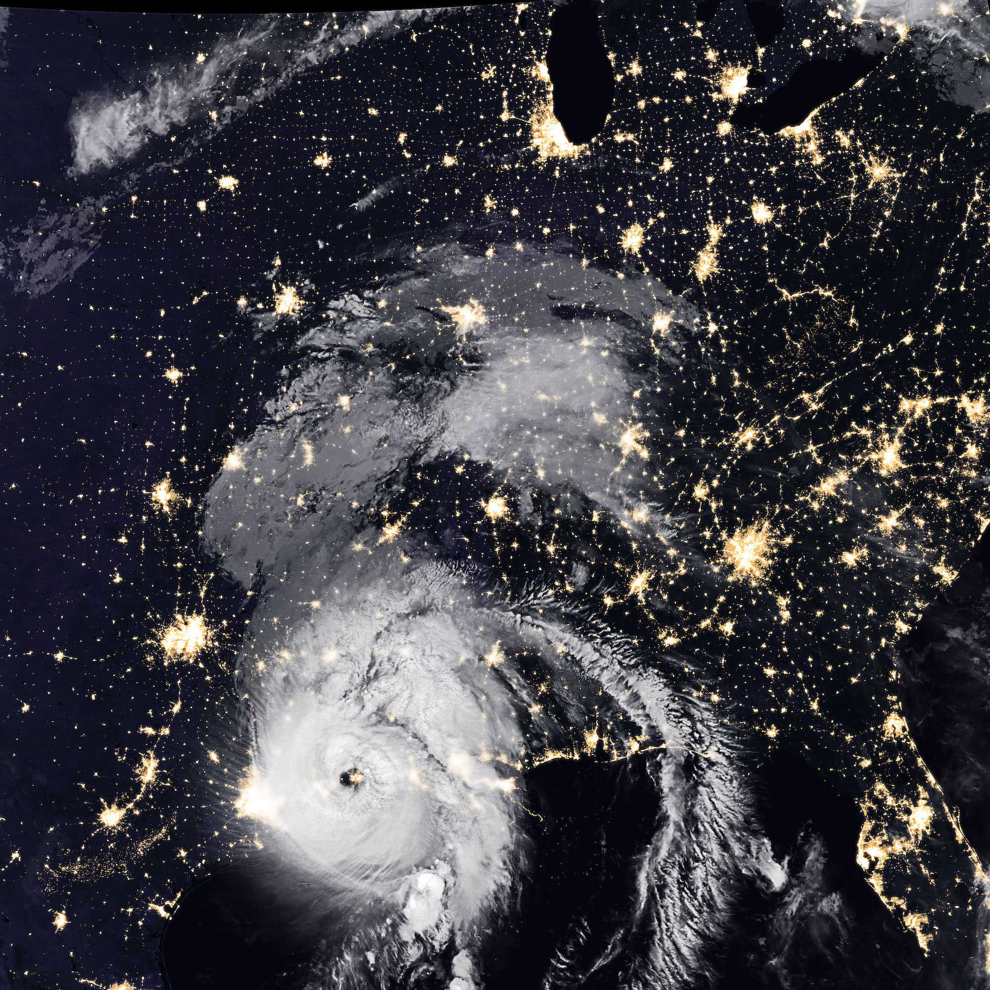 Hurricane Laura from space as it made landfall in Louisiana