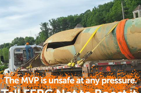 Grace terry photographed a ruptured section of MVP pipe after a failed pressure test in 2024
