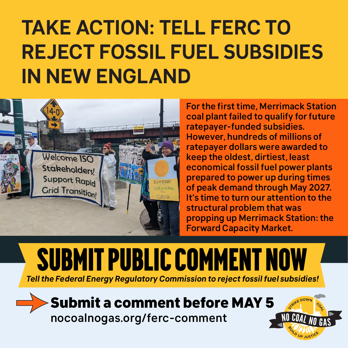 Take Action! Tell FERC to reject fossil fuels and clean up the New England Grid